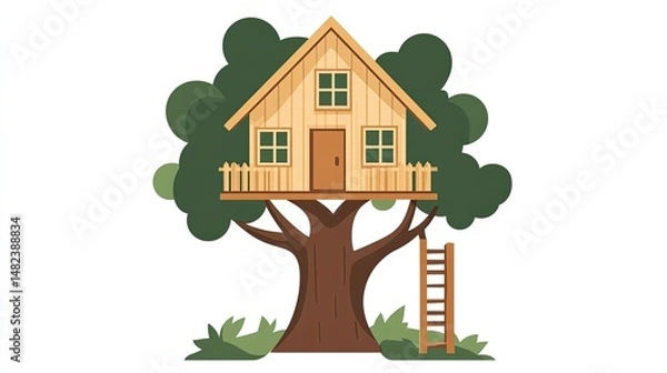 Obraz A treehouse and building logo vector.  