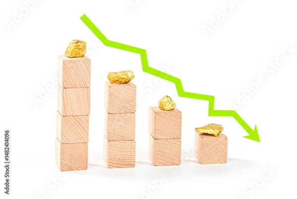 Obraz The concept of a sharp drop in gold prices