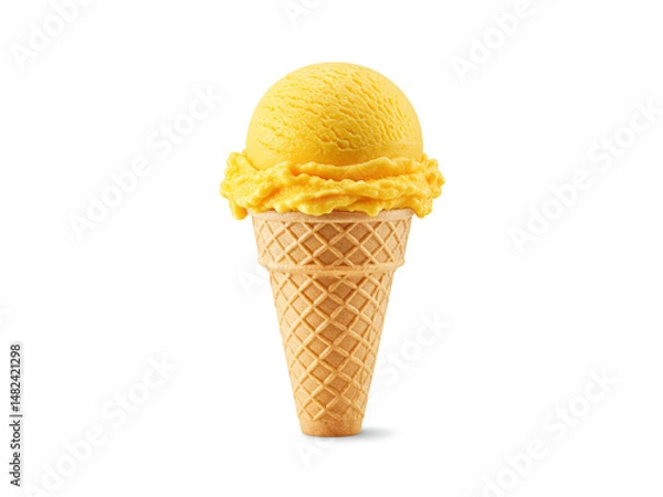 Obraz Mango ice cream cone isolated on white background.