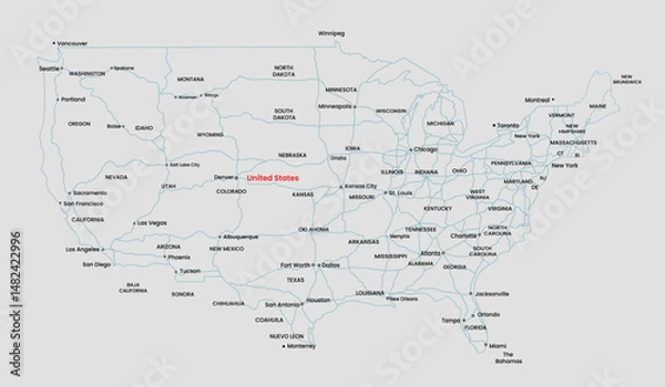 Fototapeta comprehensive and intellectually refined cartographic depiction of America