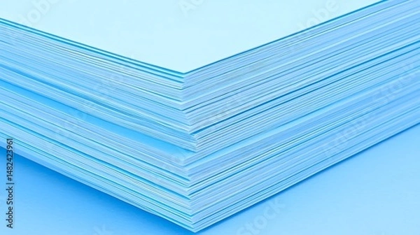Obraz Stack of Light Blue Paper Sheets Close Up