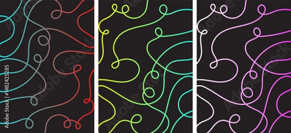 Fototapeta Hand drawn lines abstract gradient vector set for different design materials like posters and social media