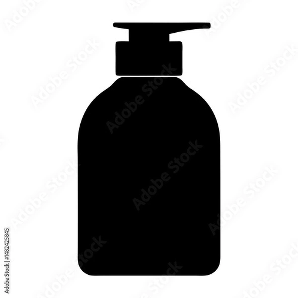 Fototapeta Monochrome silhouette of a hand soap or lotion dispenser on white