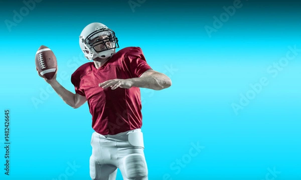 Obraz American Football Energy, Football Player in Action, Dynamic Neon Athlete