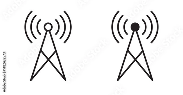 Obraz Antenna icon set flat style. Vector illustration collection.