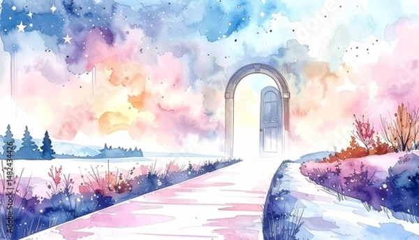 Obraz 幻想的な門の背景イラスト