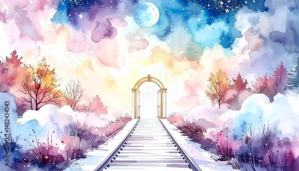 Obraz 幻想的な門の背景イラスト