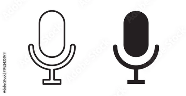 Fototapeta Microphone icon set flat style. Vector illustration collection.