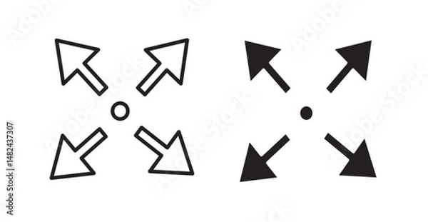 Fototapeta Expand icon set flat style. Vector illustration collection.