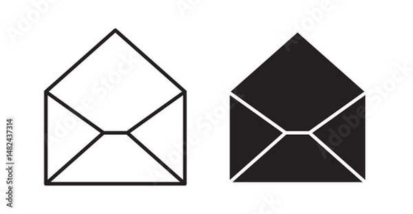Fototapeta Open envelope icon set flat style. Vector illustration collection.