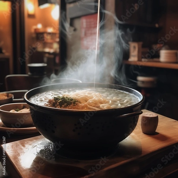 Fototapeta Steaming Noodle Bowl.