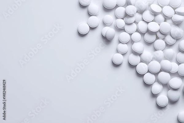 Obraz White pills clustered on a light background