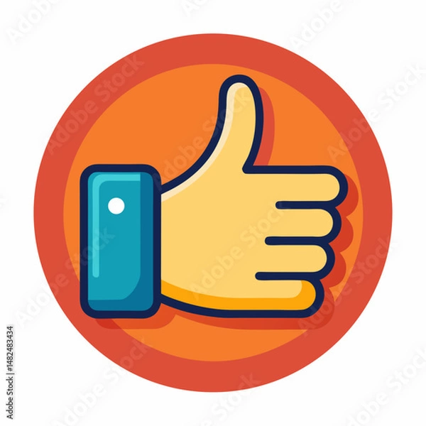 Obraz Cartoon Thumbs Up Icon Vector Illustration