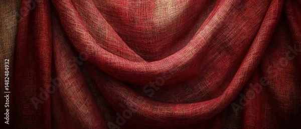 Fototapeta Red fabric draped backdrop