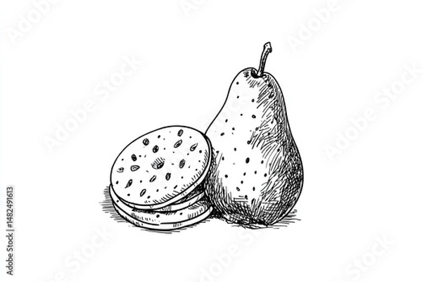 Obraz Pear  Cracker Delight Black and White Sketch.