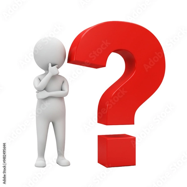Obraz Guy with Red Question Mark Thinking Doubt Inquiry Asking Advice