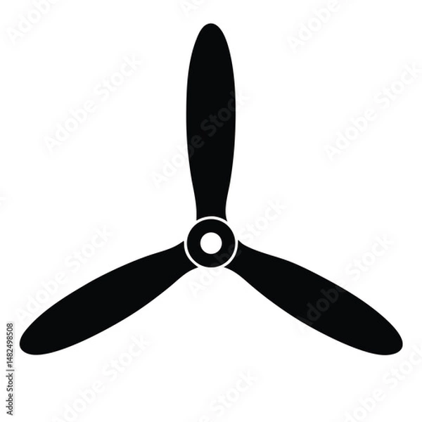 Obraz Simple black airplane propeller against white background vector illustration