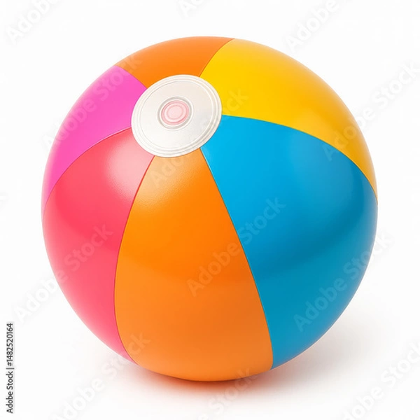 Obraz Colorful Inflatable Beach Ball with Glossy Surface on Transparent Background