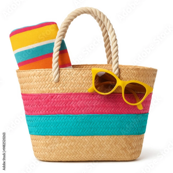 Obraz beach bag with towel isolated