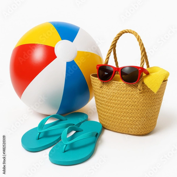 Obraz basket with toys on the beach