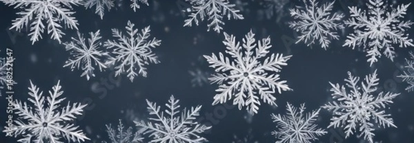 Fototapeta Delicate snowflake pattern, Christmas card template  Vector artwork , card, minimal