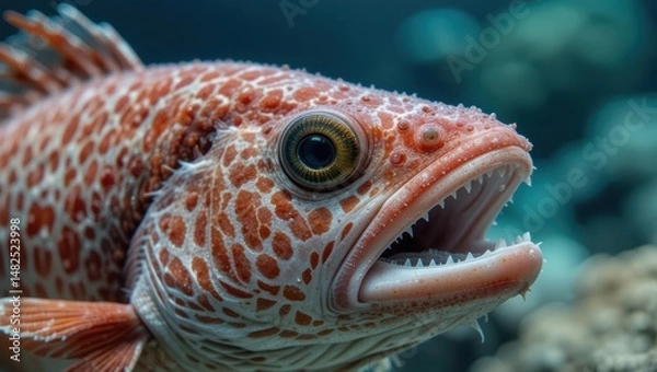 Fototapeta Closeup Portrait of a Colorful Fish Swimming Among Coral Reefs in the Ocean
