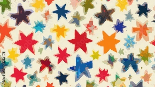 Fototapeta Colorful Abstract Star Pattern in Multiple Shades and Vibrant Hues for Decorative Background