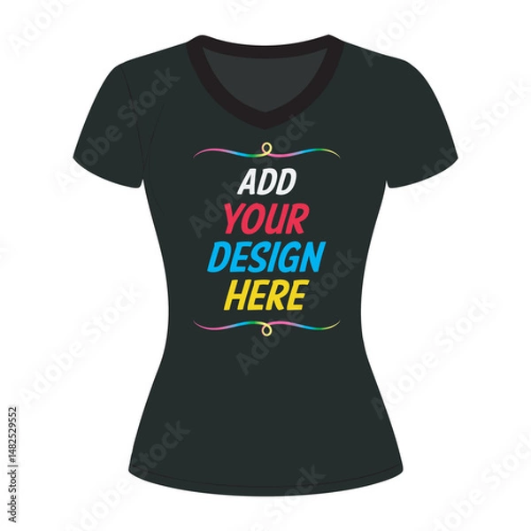 Fototapeta ADD YOUR DESIGN HERE TEXT T-SHIRT DESIGN WITH MOCKUP TEMPLATE FOR PRINT, POSTER, CARD, MUG, BAG, INVITATION AND PARTY.