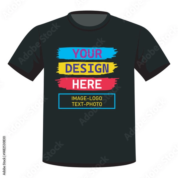 Fototapeta YOUR DESIGN HERE TEXT T-SHIRT DESIGN WITH MOCKUP TEMPLATE FOR PRINT, POSTER, CARD, MUG, BAG, INVITATION AND PARTY.