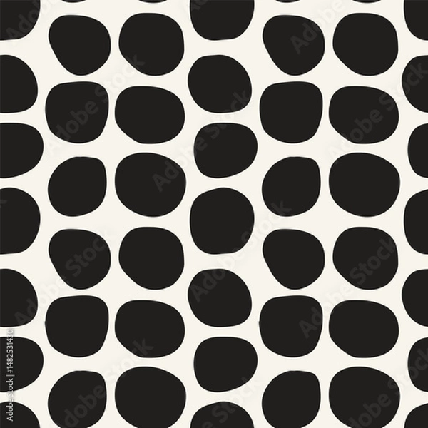 Fototapeta Vector seamless pattern. Modern stylish texture. Repeating creative tiles with hand-drawn careless shapes. Monochrome creative print. Contemporary graphic design.