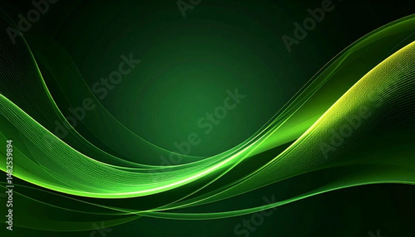 Fototapeta ダークグリーンと光沢ラインの抽象背景