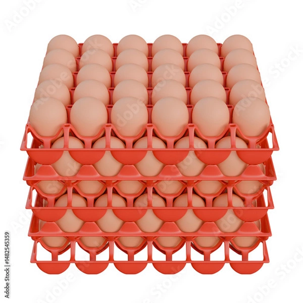 Fototapeta Egg Plastic Tray Top View 3D Render Illustration