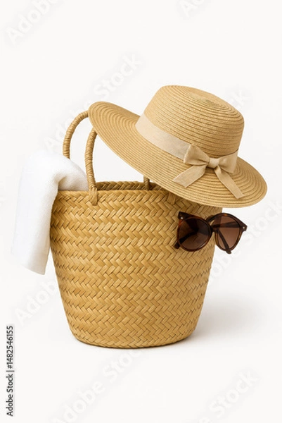 Obraz wicker basket on white background