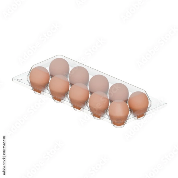 Fototapeta Egg Plastic Packaging Isometric View 3D Render Illustration
