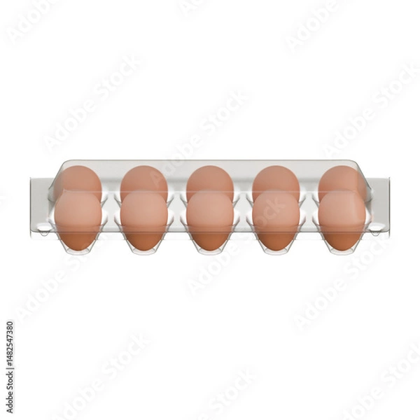 Fototapeta Egg Plastic Packaging Top Front View 3D Render Illustration
