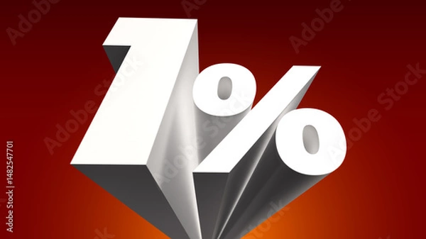 Obraz 1% one percent 3d sign perspective extrude typography