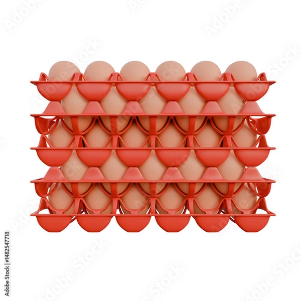 Fototapeta Egg Plastic Tray Front View 3D Render Illustration
