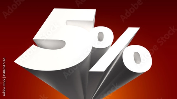 Obraz 5% five percent 3d sign perspective extrude typography