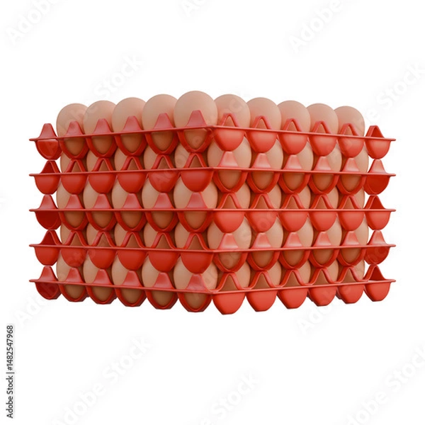 Fototapeta Egg Plastic Tray Side View 3D Render Illustration