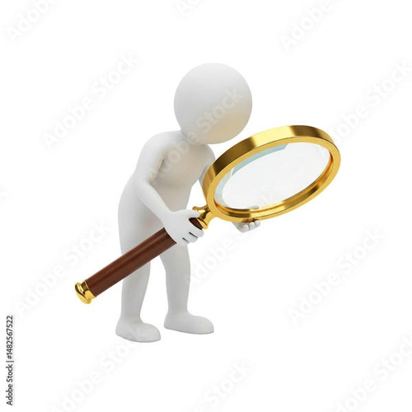 Obraz Man Magnifying Glass Search Find Examine Investigate Research