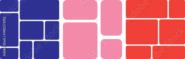 Fototapeta Bento style layout grid templates and collage bento. bento box photo frame collage layout. vibrant bento grid or collage with multicolors colors, bento pattern or frame design. 