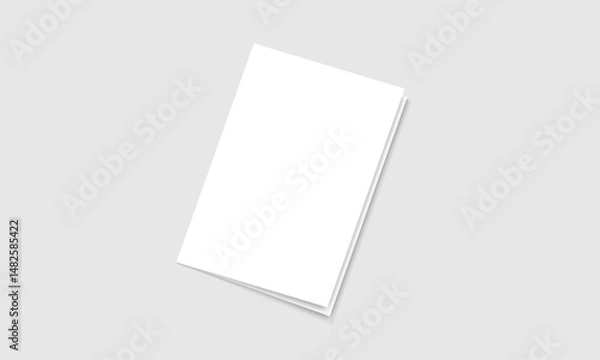 Fototapeta Blank white paper vector. Bi fold paper mockup template with shadow. Brochure, magazine, cover design