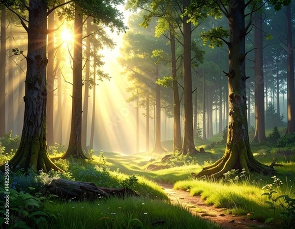 Obraz sunrise in the forest