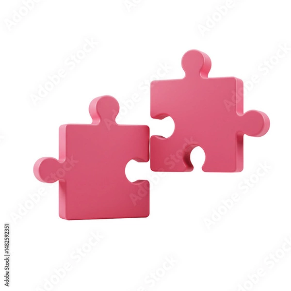 Obraz Pink Puzzle Pieces Connecting Jigsaw Game Solution Unity Teamwork