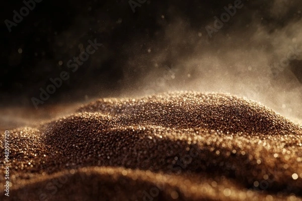Fototapeta Shimmering Golden Sand with Soft Dust and Gentle Light Effects