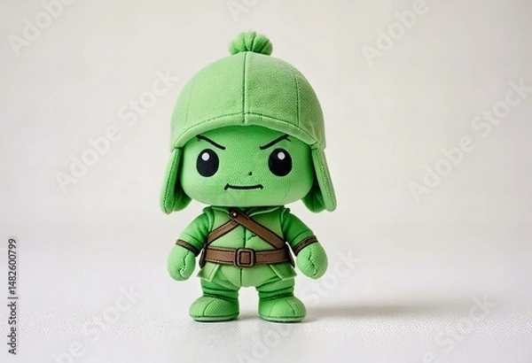 Fototapeta Depicting Minimalist chibi swamp warrior character design, full body.