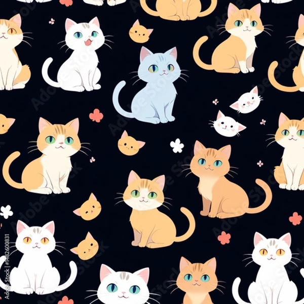 Obraz seamless background with cats