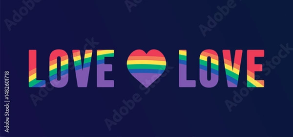 Fototapeta LGBT pride abstract background. Vector background with rainbow colored and heart symbol. Vector Banner Template for Pride Month	
