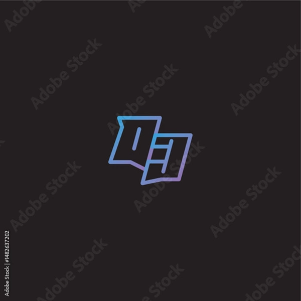 Fototapeta monogram logo design amazing esport style QJ dinamyc line gaming concept letter