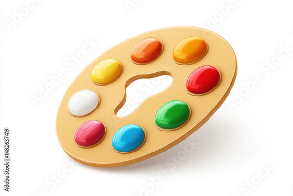 Fototapeta Colorful paint palette with vibrant hues displayed on a clean background, ideal for artistic creativity and inspiration
